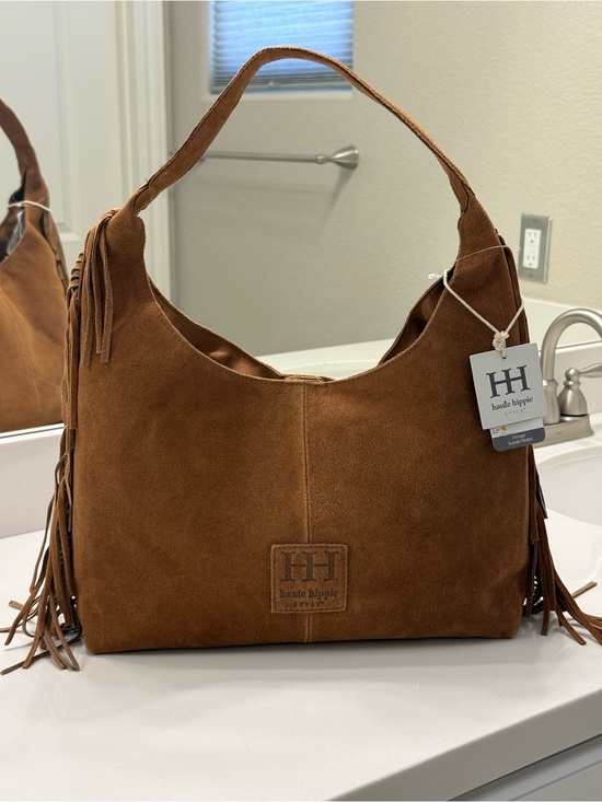 Haute Hippie Handbags - Haute Hippie COGNAC BROWN Suede Fringe Shoulder Bag  🤎NWT🤎